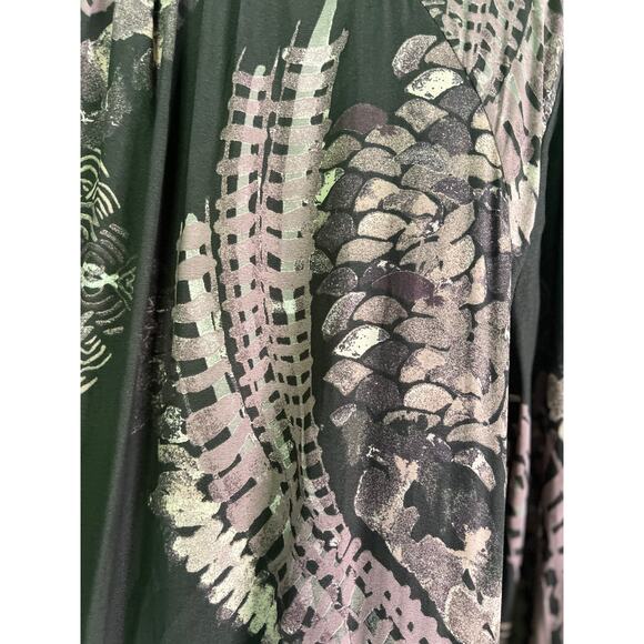 Free People Out Of The Woods Maxi Dress S Gray Raven Combo Side Slit Boho Hippie - Picture 8 of 15